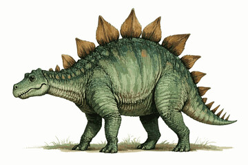 Pterosaur Sky Hues Stegosaurus stenops dinosaur isolated watercolor vector illustration svg