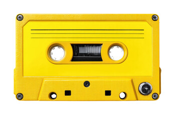 Fototapeta premium Bright yellow cassette tape
