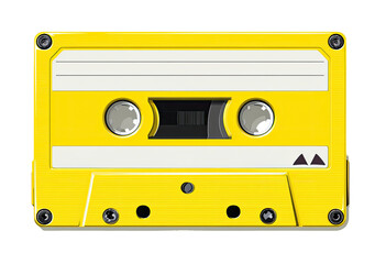 Naklejka premium Bright yellow audio cassette tape