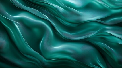 Obraz premium Flowing green satin textile with a soft, elegant sheen, ideal as a luxurious backdrop or decorative drapery
