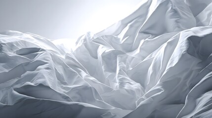 Fototapeta premium Soft, flowing white fabric drapes in light.