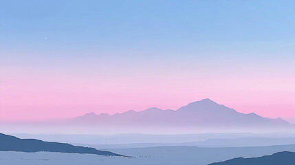 Serene Mountain Landscape at Dusk with Soft Pastel Skies and Gentle Valley Layers