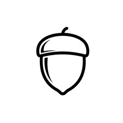 Simple Acorn Logo With Thick Contour Lines and No Shading, Flat Vector