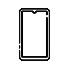 A minimalist line drawing of a modern smartphone with a notch. Editable stroke