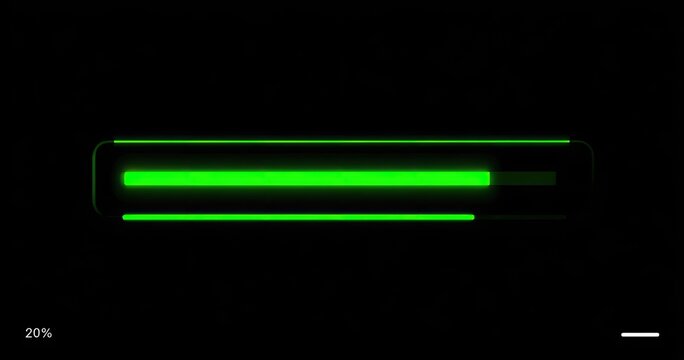 Bright green progress bar on black background