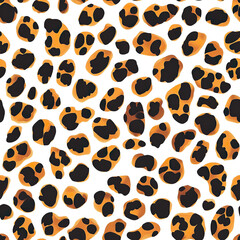 2D illustration of a tileable pattern of cheetah spots isolated on a white transparent background