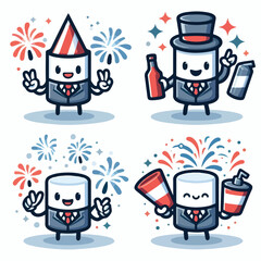Happy New Year fireworks mascot