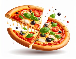 pizza with salami and vegetables