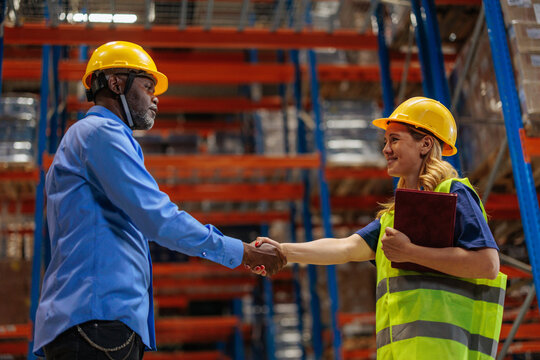 Handshake between the warehouse manager and one of the workers