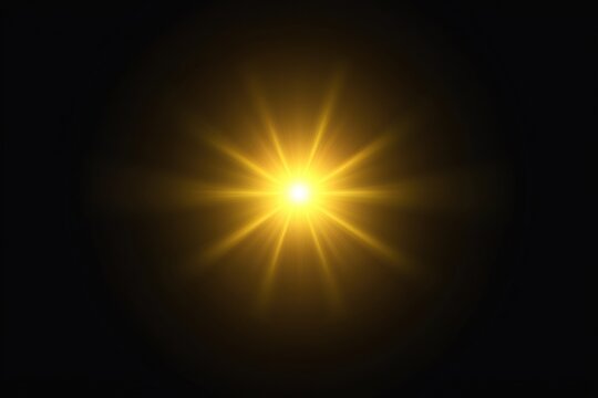 An isolated gold blink sun ray light effect background lighting outdoors.