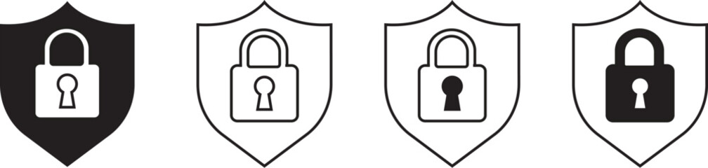 Shield and Padlock Security Icon Variations.