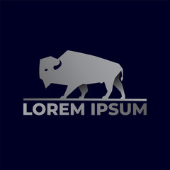 modern bison logo with gray color, vector