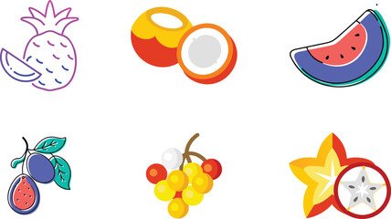 Naklejka premium set of fruits and vegetables