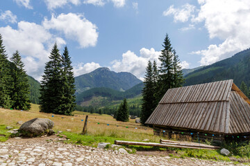 Rustic Cabin in a Mountain Landscape