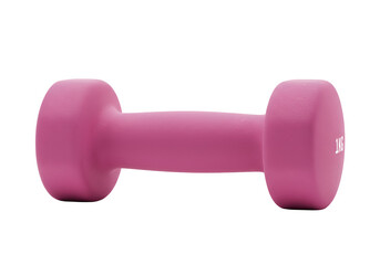 Obraz premium Pink dumbbell isolated on black background for strength training and fitness exercises