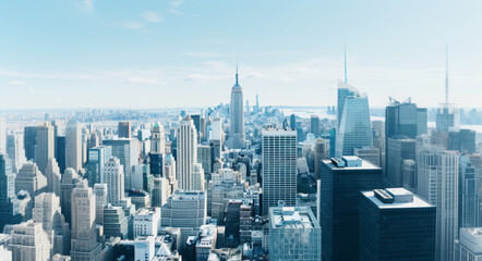 Naklejka premium New York City Skyline Panoramic View on a Clear Day