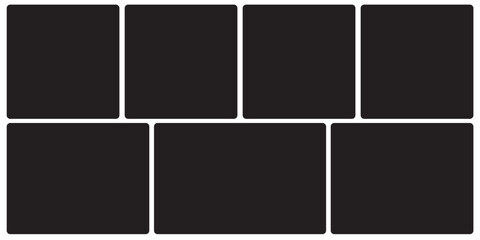 Template photo collage vector 7 pictures blank style, moodboard, album