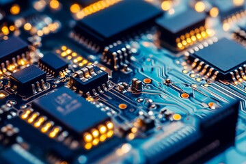 Close-up of intricate circuit board with glowing components (5)