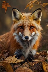 Obraz premium Red fox in the forest, wildlife portrait and natural beauty concept