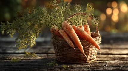 fresh carrots in basket