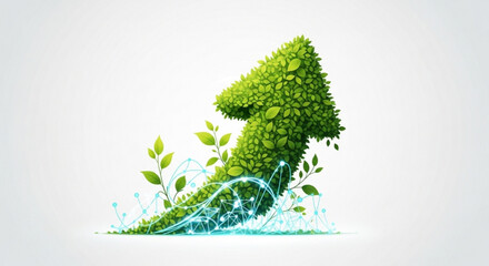 Green energy growth arrow sustainable development renewable resources and eco friendly technology concept