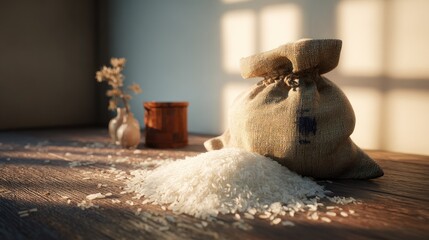 rice on a wooden table