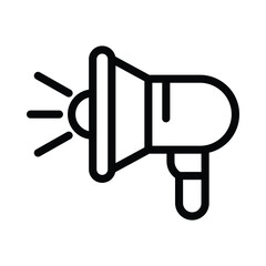 Black line drawing of a megaphone. Editable stroke