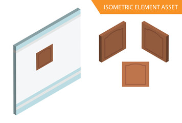 Isometric Wood window vector in White Isolated Background, Suitable for  Game Asset, And Other Graphic Related Assets