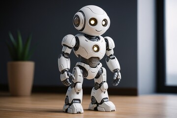 Funny happy robot – 3D GPT chatbot icon, artificial intelligence mascot character. Trendy tech support, computer AI assistant