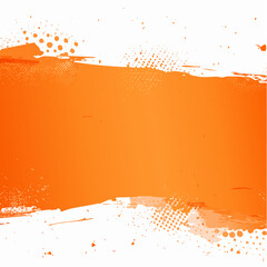 Abstract orange grunge punk banner background with halftone texture, ink drips and paint splashes. Hand drawn vector folded paper texture.