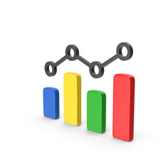 chart with colorful bars and a line graph overlay, representing data analysis and business growth on transparent background, 3d, png