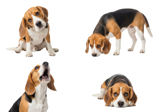 PNG Beagle Dog Transparent Isolated on White Background Cute Pet Animal