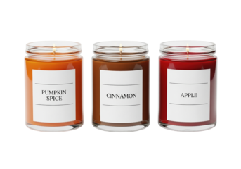 PNG Autumn Scented Candles Transparent Isolated on White Background Cozy