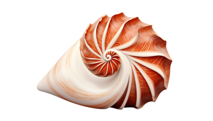 Stunning Nautilus Shell: Perfect Spiral Geometry in Nature on transparent background png