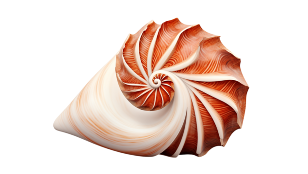 Stunning Nautilus Shell: Perfect Spiral Geometry in Nature on transparent background png