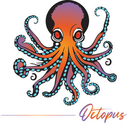 Colorful Octopus Illustration – Vibrant Marine Animal with Tentacles