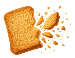 Melba toast snapping, tiny shards suspended in a burst.