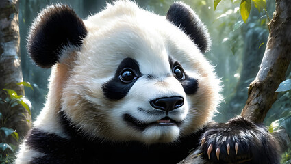 Fototapeta premium Pandas Misty Forest