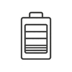 Black and White Line Drawing of Battery with High Charge Indicator – Energy Storage Vector Illustration