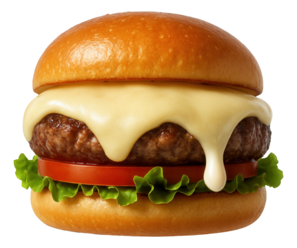 Provolone cheese subtly oozing with a mayo droplet on the burger's brink.