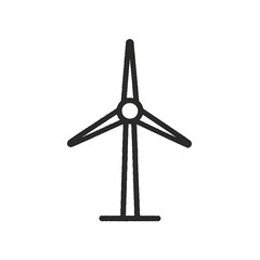 Black and White Line Drawing of Wind Turbine – Renewable Energy Vector Illustration