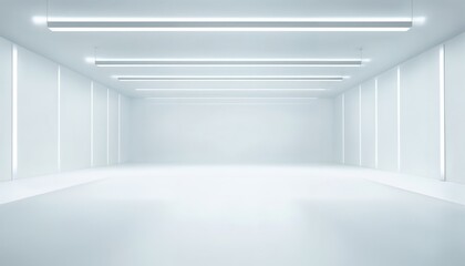 Minimalist Interior With Uniform Bright Fluorescent Lighting