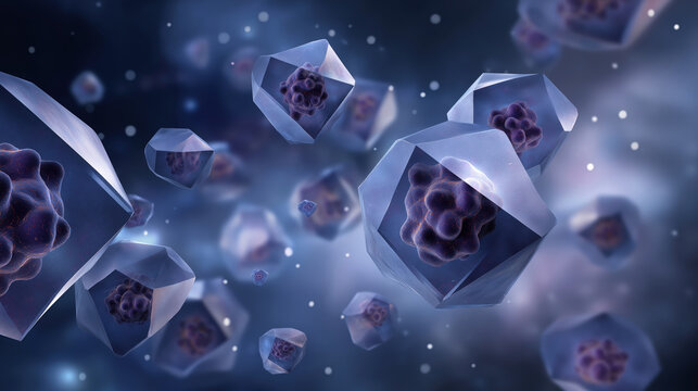 Detailed scientific illustration of cells and microscopic structures highlighting biology molecular research medical applications and laboratory visualization techniques