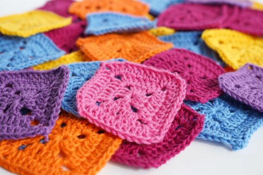 Colorful crochet squares