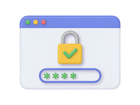 3D secure login window with padlock and password security