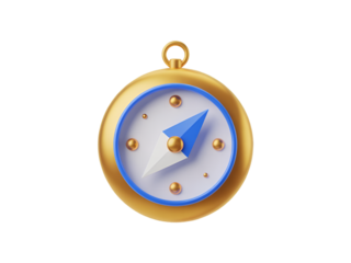 Golden compass with blue and white details navigation