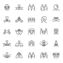 Fototapeta premium Collection of hand drawn icons representing love support and connection