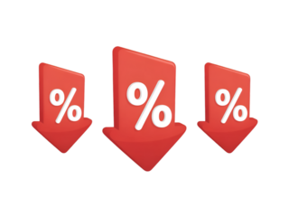 Three Red Arrows With Percentage Symbols down arrows