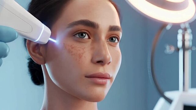 Young Woman Receiving Professional rejuvenation Treatment for Skin Pigmentation