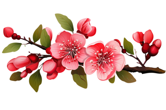 Pink Blossom Branch: Watercolor Floral Illustration for Design Projects on transparent background png